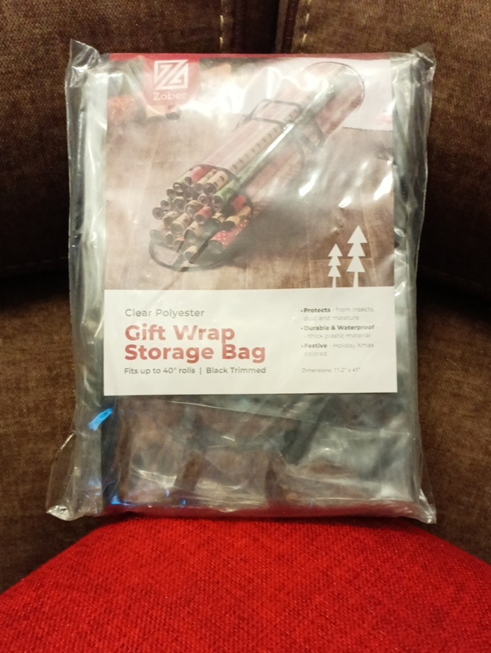 Giftwrap Storage Bag. Clear Polyester Holds Up to 40 Rolls. 112x41.